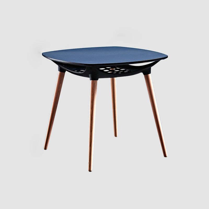 Rounded-Corner Glass Wood Dining Table