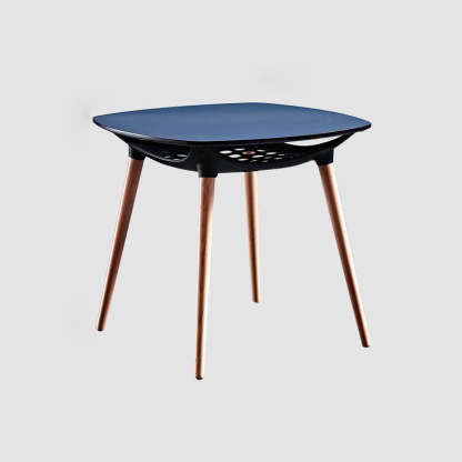 Rounded-Corner Glass Wood Dining Table