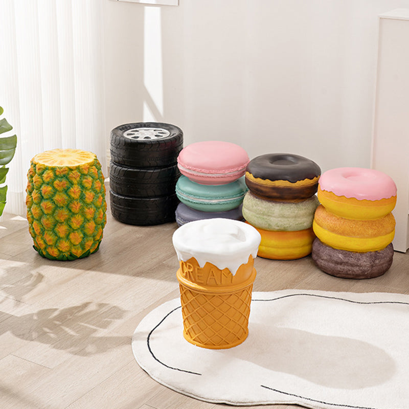 Contemporary Resin Donut Ice Cream Cylindrical Chair