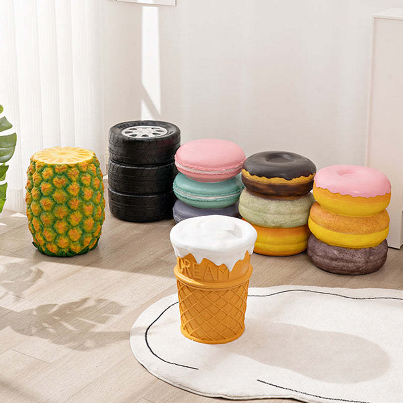 Contemporary Resin Donut Ice Cream Cylindrical Chair