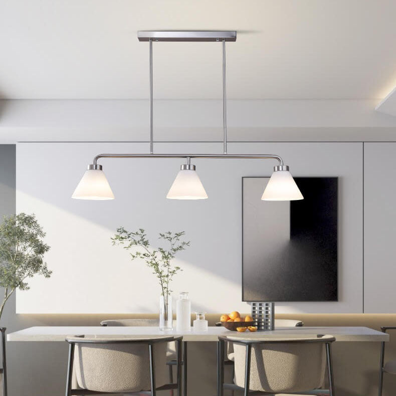 Nordic Vintage Cone Glass Chrome Island Chandelier — 110V-120V For US/CA