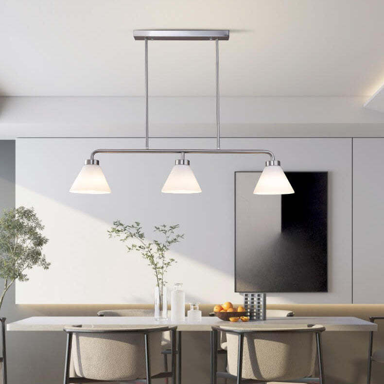 Nordic Vintage Cone Glass Chrome Island Chandelier — 110V-120V For US/CA