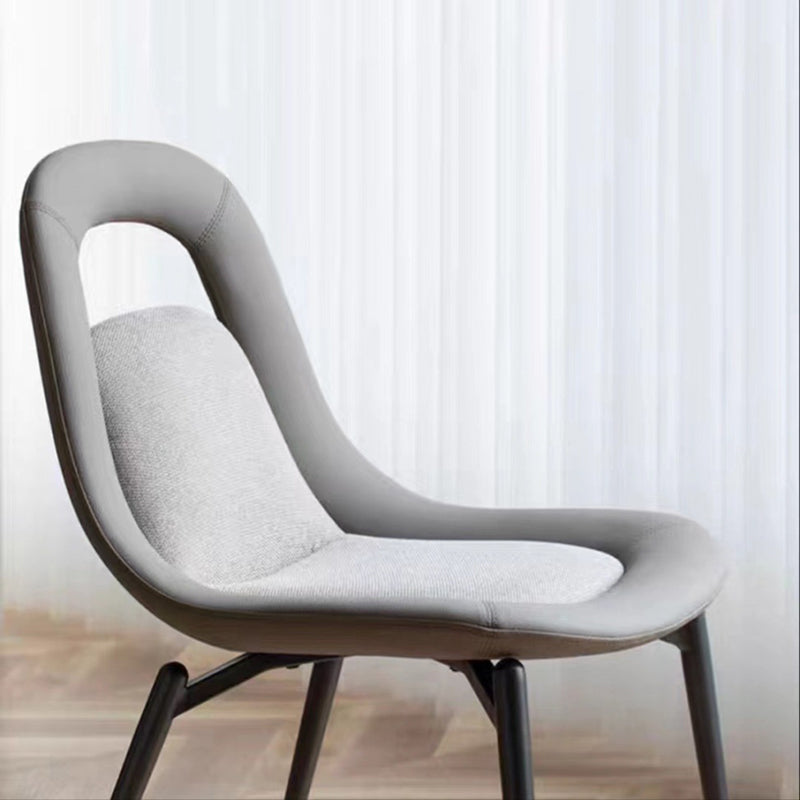 Scandinavian Curved Leather Tapered Leg Dining Chair