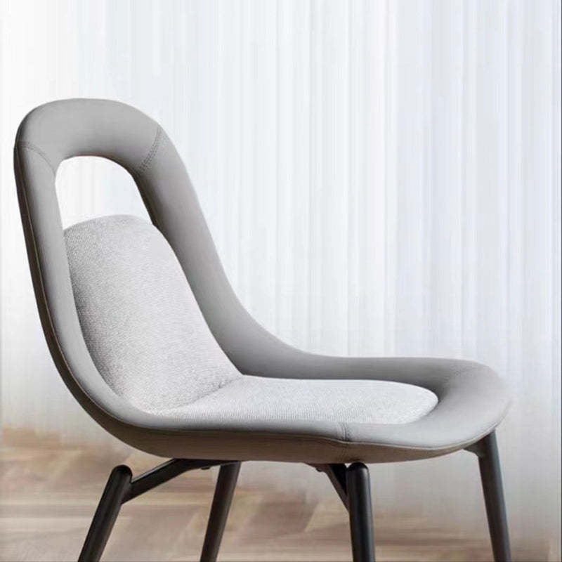 Scandinavian Curved Leather Tapered Leg Dining Chair