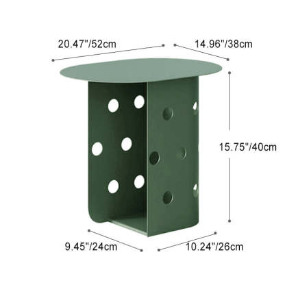 Nordic Oval Hollow Base Steel End Table — Gray