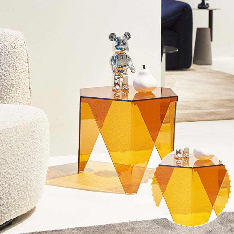 Minimalist Hexagonal Acrylic Three-Leg Coffee Table