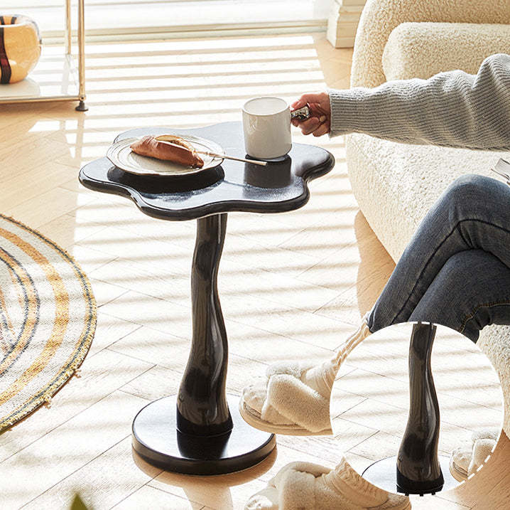 French Petal Wood Iron Side Table