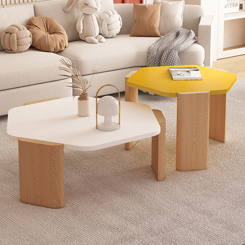 Contemporary Hexagonal Oak Plank End Table