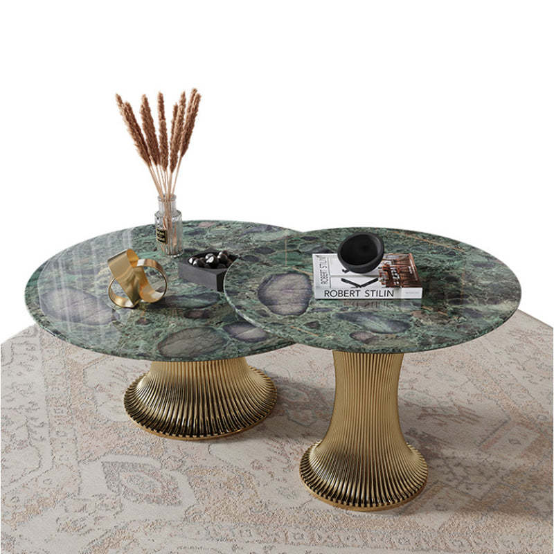 Contemporary Marble Steel Coffee Table Set