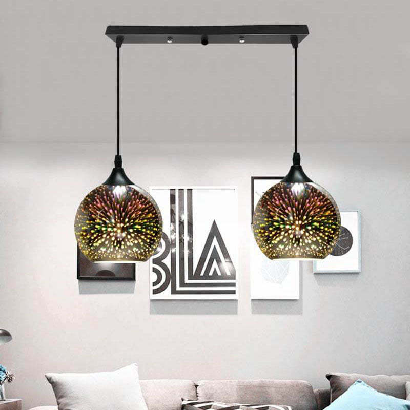 Modern 3D Colorful Fireworks Glass Dome Island Chandelier