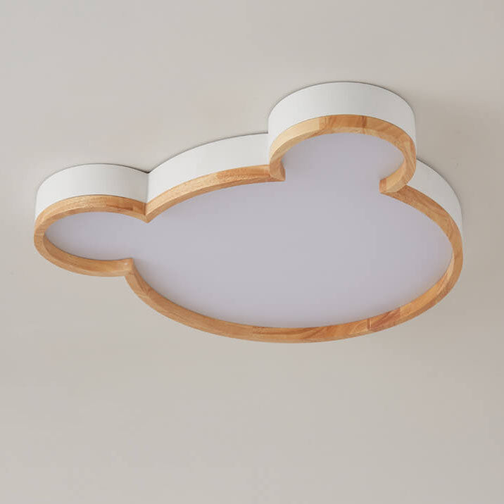 Nordic Wood Bear LED Kids Flush Mount Light