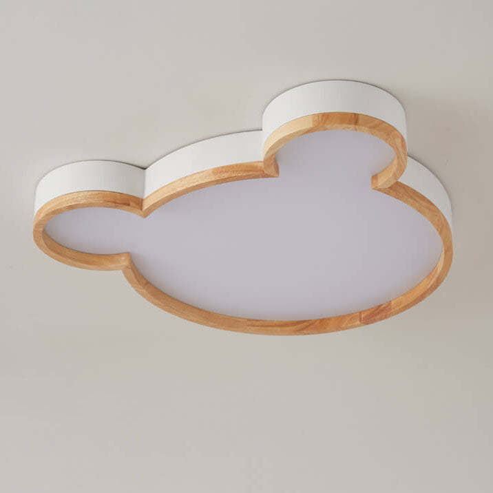 Nordic Wood Bear LED Kids Flush Mount Light