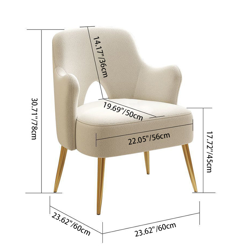 Minimalist Curved Wood Metal Accent Chair — White Legs - Green