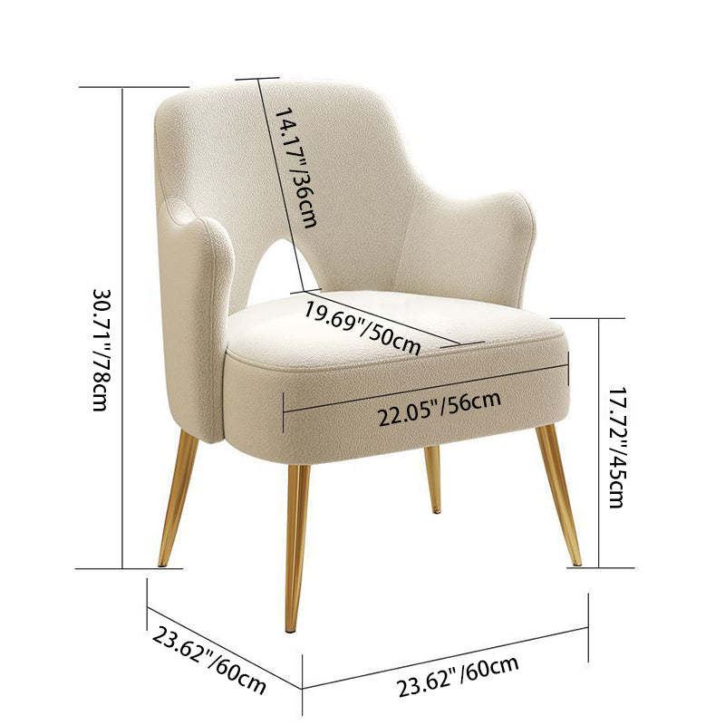 Minimalist Curved Wood Metal Accent Chair — White Legs - Green