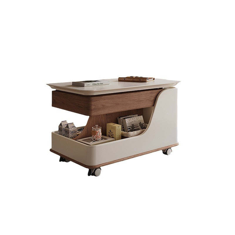 Nordic Sintered Stone Rectangular Side Table 3-Tier Casters