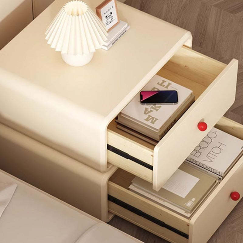Minimalist Ceramic Cat Scratch Nightstand 2-Drawer — Beige