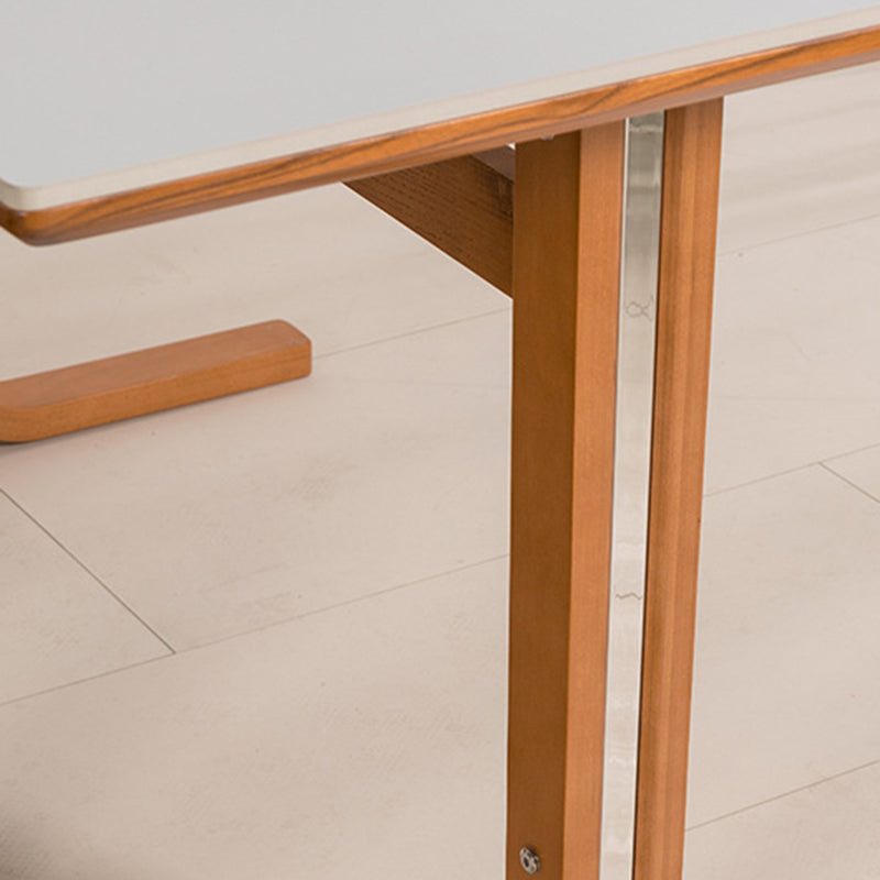 Retro Curved Leg Slate Wood Iron Dining Table