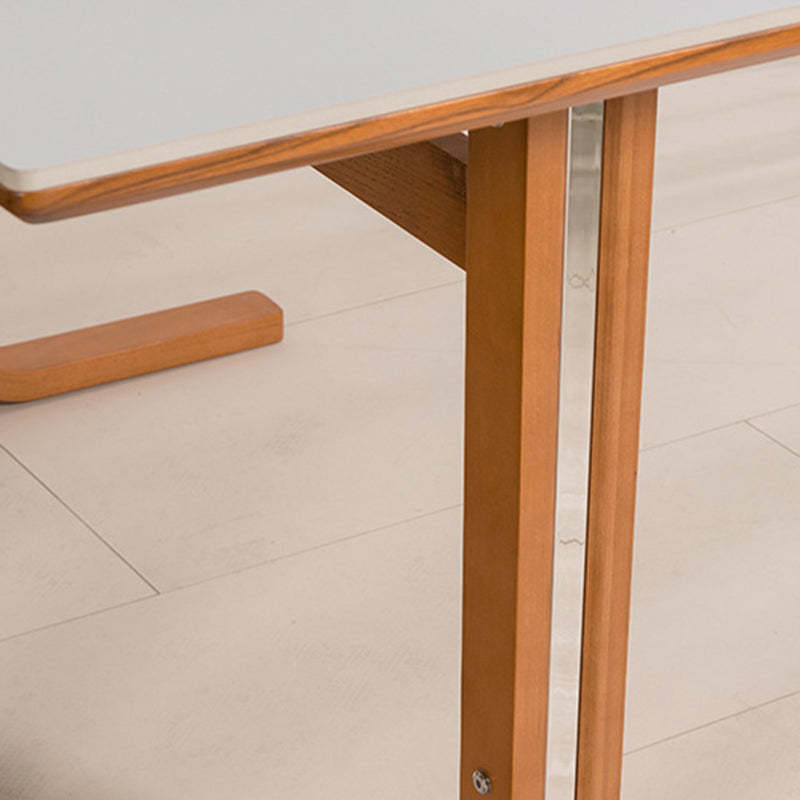 Retro Curved Leg Slate Wood Iron Dining Table