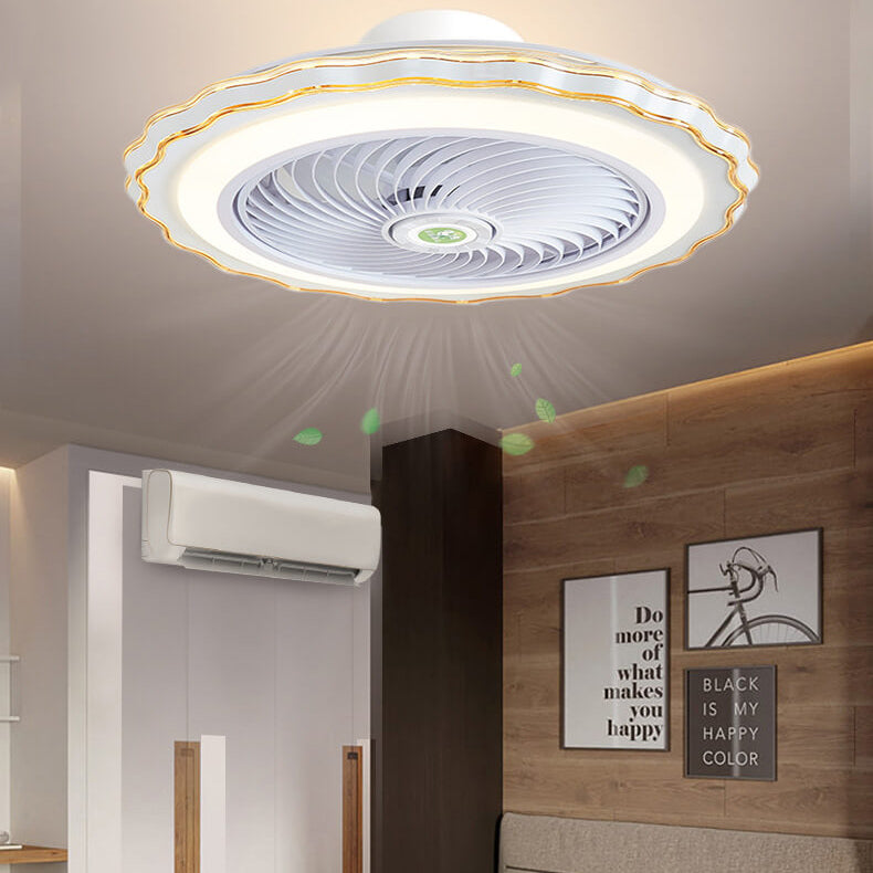 Modern Round Flower LED Flush Mount Ceiling Fan Light