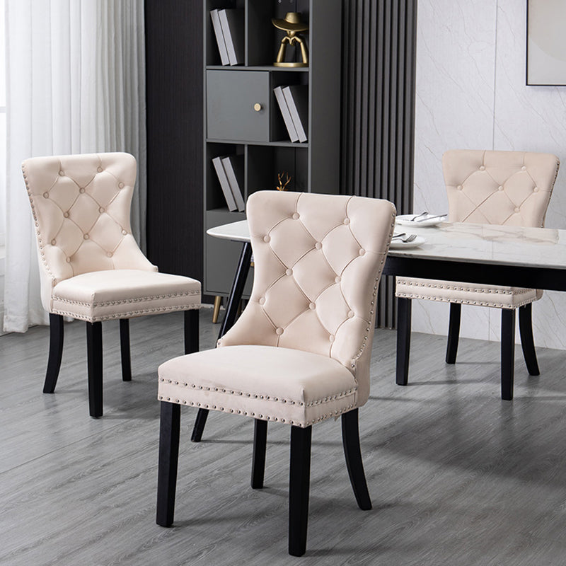 European Fabric Upholstered Tufted Dining Chair