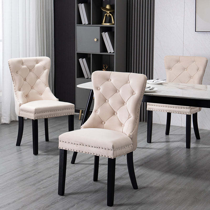 European Fabric Upholstered Tufted Dining Chair