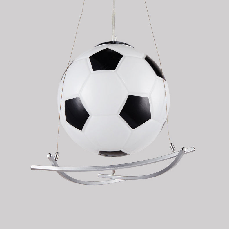 Cartoon Soccer Glass Iron Kids Pendant Light