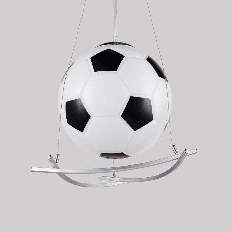 Cartoon Soccer Glass Iron Kids Pendant Light