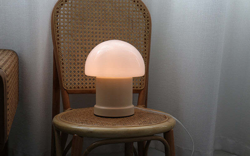 Vintage Cream Mushroom Column Table Lamp
