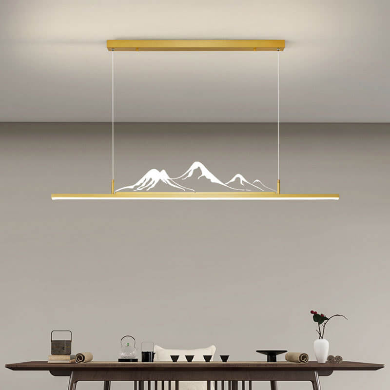 Chinese Retro Long Strip Mountain Peak LED Chandelier