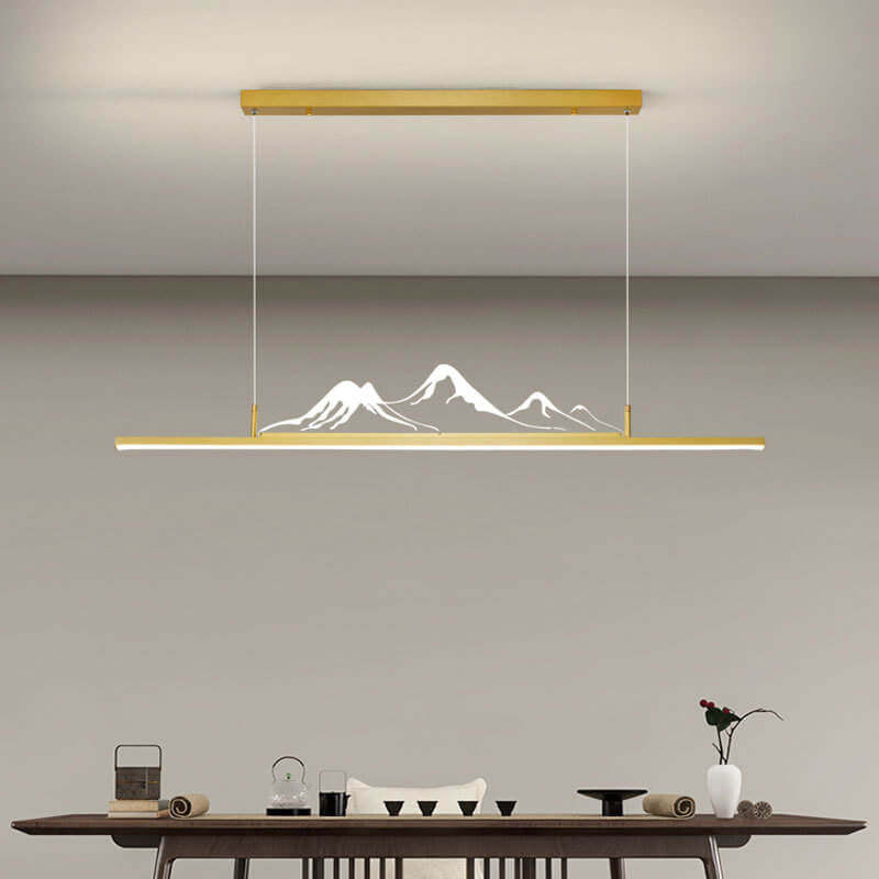 Chinese Retro Long Strip Mountain Peak LED Chandelier