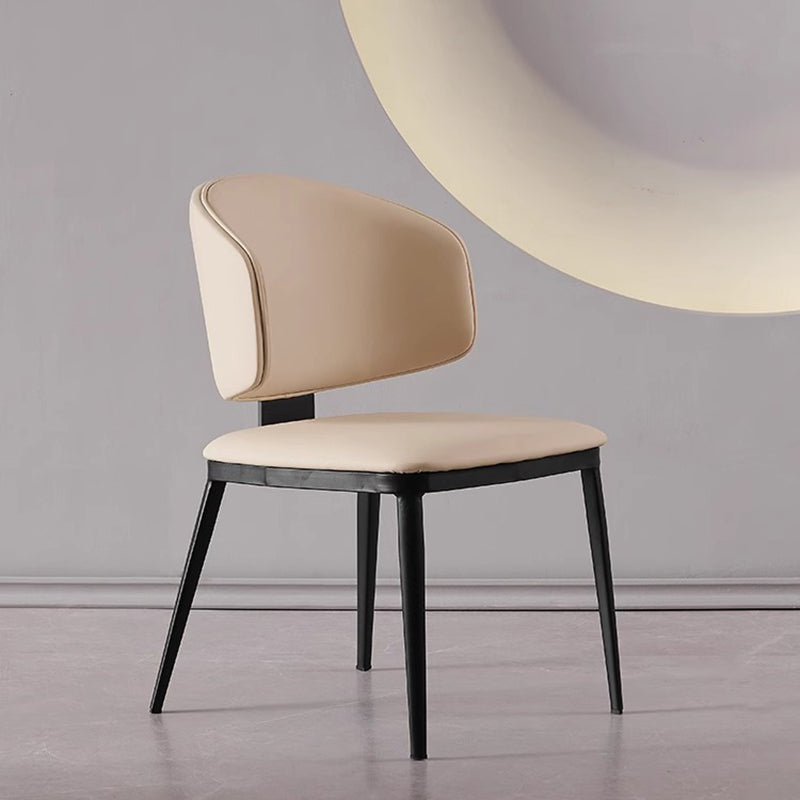 Minimalist Microfiber Leather Steel Dining Chair