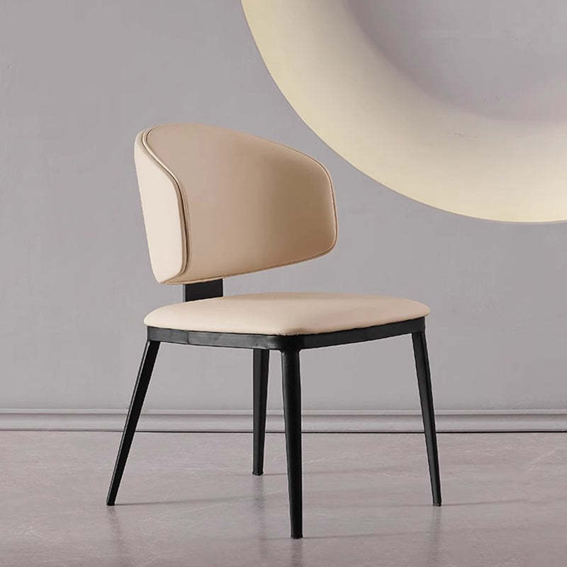 Minimalist Microfiber Leather Steel Dining Chair