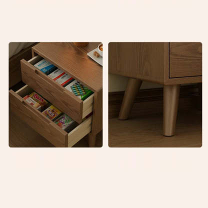 Modern Rubber Wood Bedside Nightstand