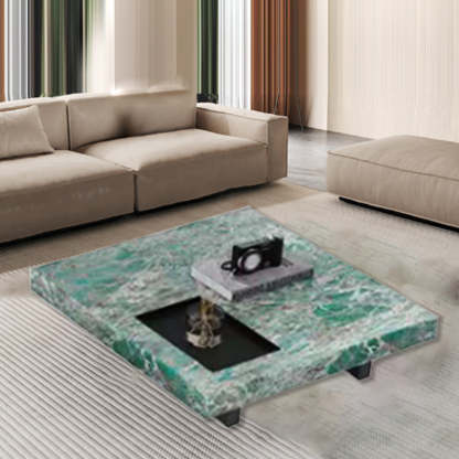 Modern Slate Steel Wood Coffee Table