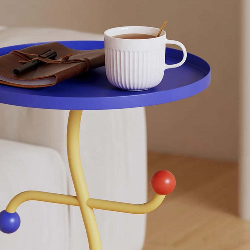 Contemporary Color-Block Iron Tray End Table