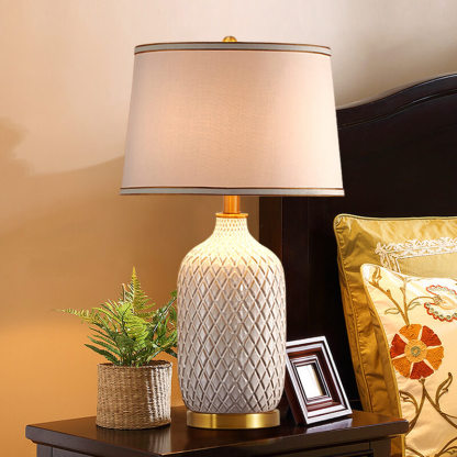 European Vintage Striped Ceramic Fabric Lamp