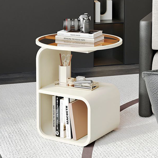 Minimalist Round Glass Iron 3-Tier End Table
