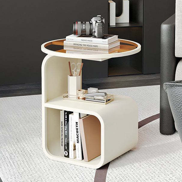 Minimalist Round Glass Iron 3-Tier End Table