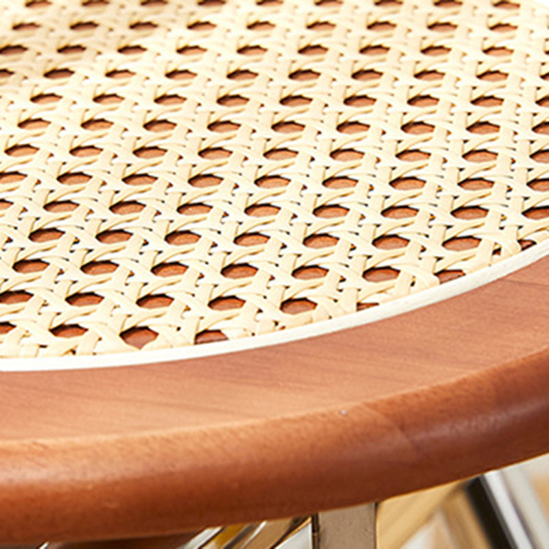 French Imitation Rattan Wood Foldable Round Dining Chair