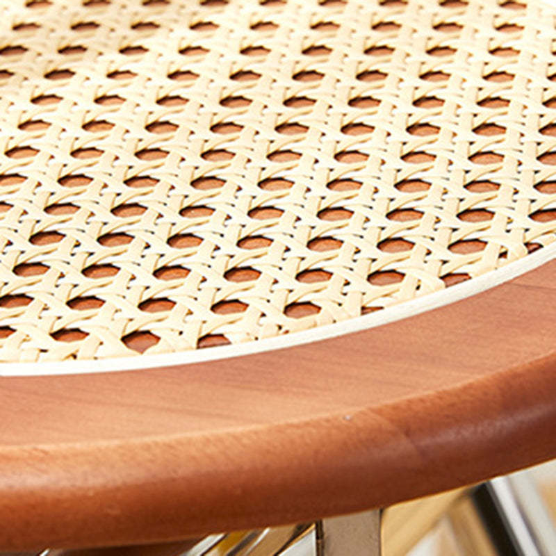 French Imitation Rattan Wood Foldable Round Dining Chair