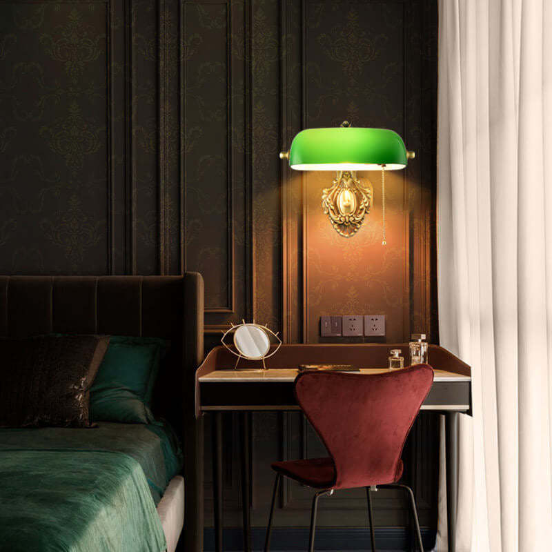 Retro Copper Green Glass Wall Sconce