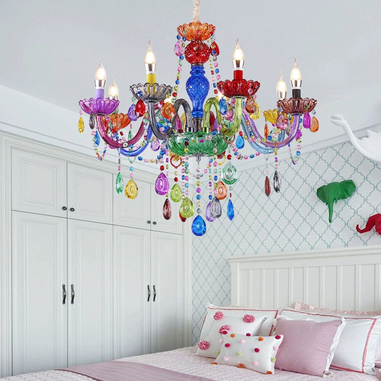 Modern Luxe Crown Iron Glass Crystal Chandelier