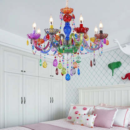 Modern Luxe Crown Iron Glass Crystal Chandelier