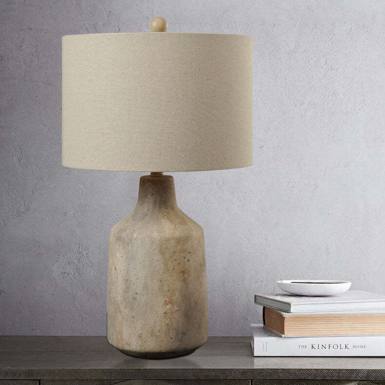 Vintage Minimalist Fabric Cement Base Lamp