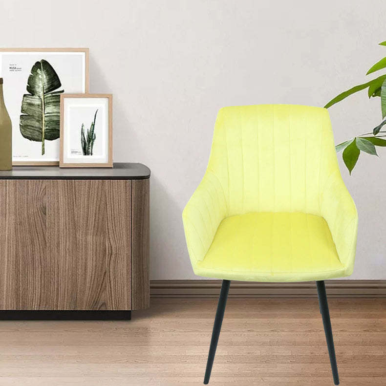 Minimalist Iron Velvet Dining Armchair — Blue