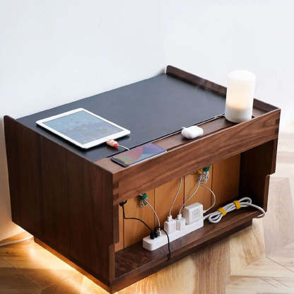 Vintage Rock Slab Wood Base Nightstand