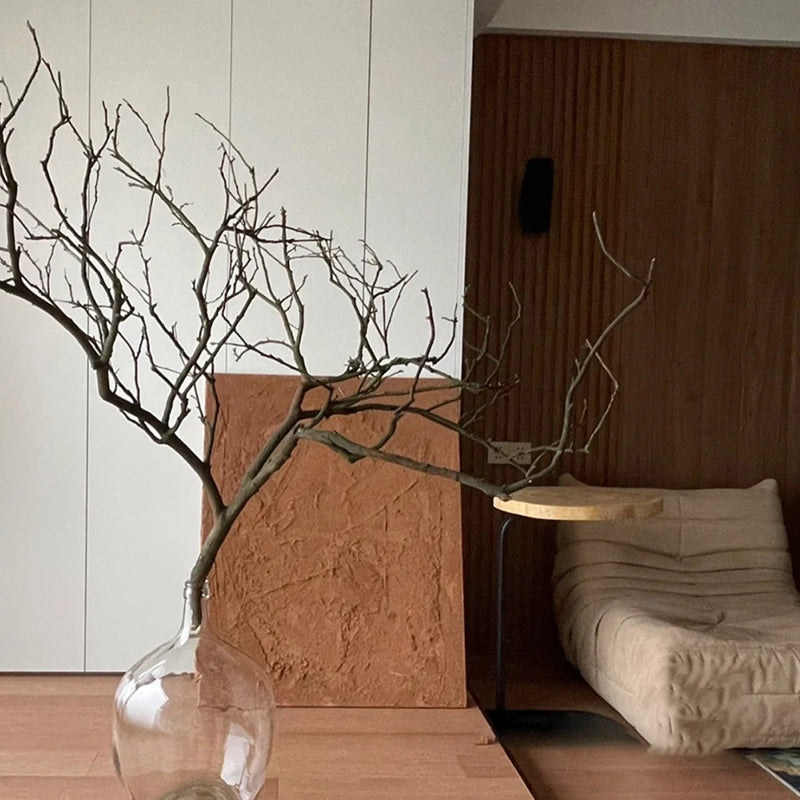 Japanese Annual Ring Wood Iron End Table