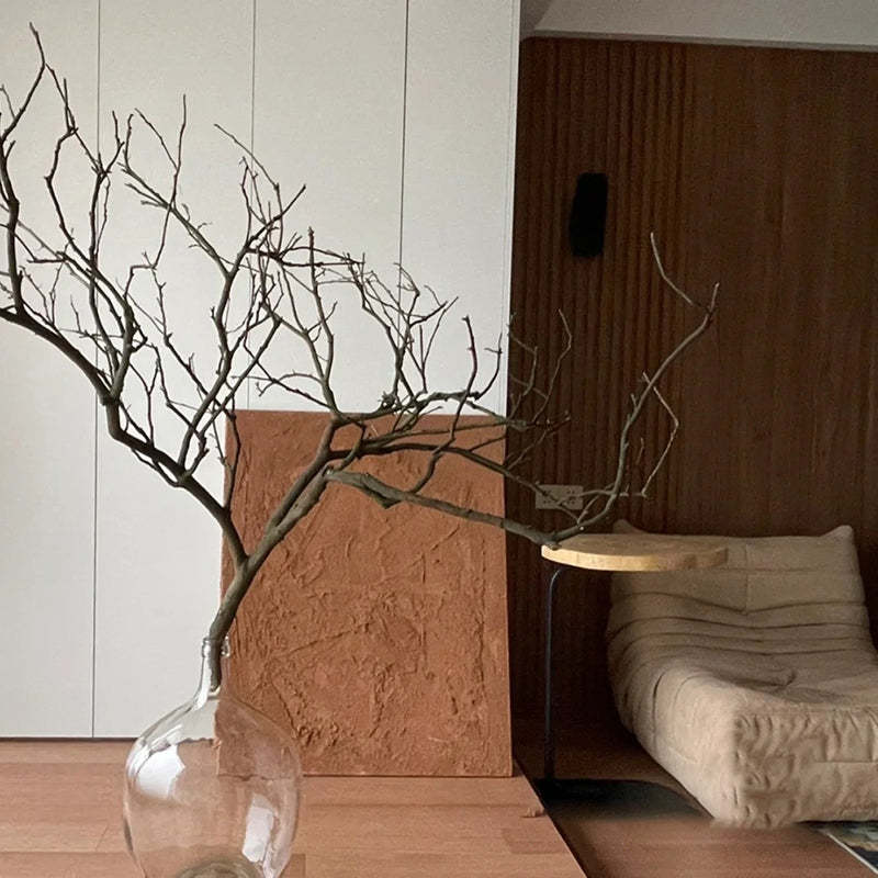 Japanese Annual Ring Wood Iron End Table