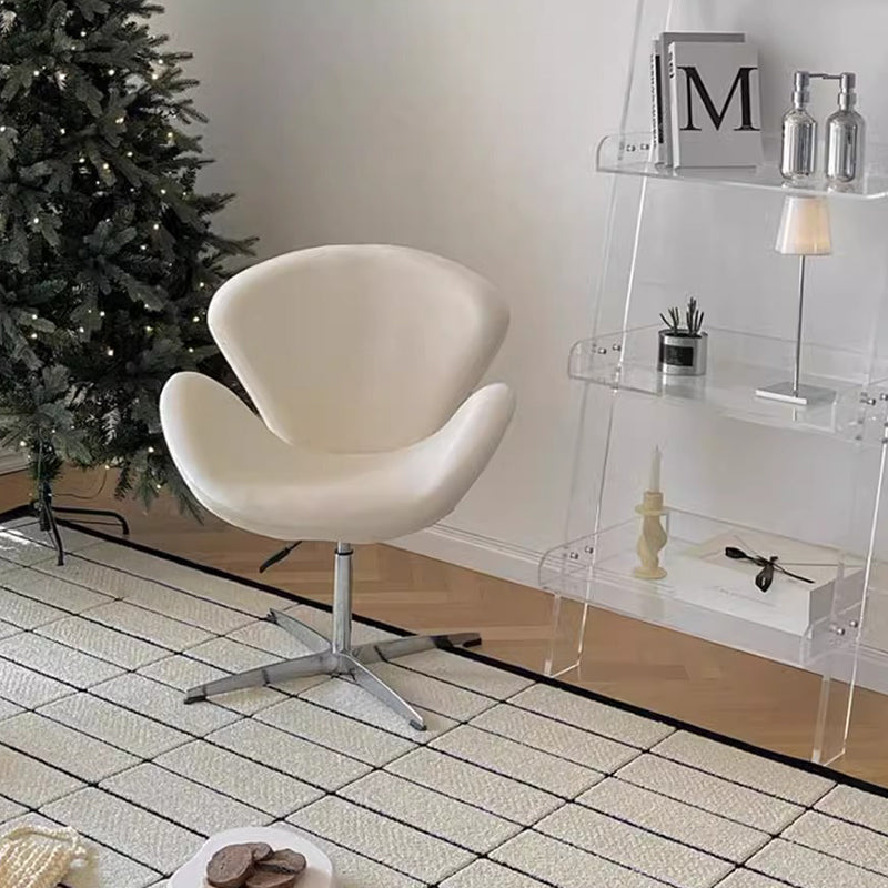 Minimalist Flannel Lambskin Movable Desk Chair — Black - Flannel / Without Footrest
