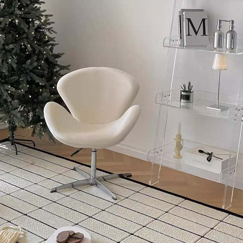 Minimalist Flannel Lambskin Movable Desk Chair — Black - Flannel / Without Footrest